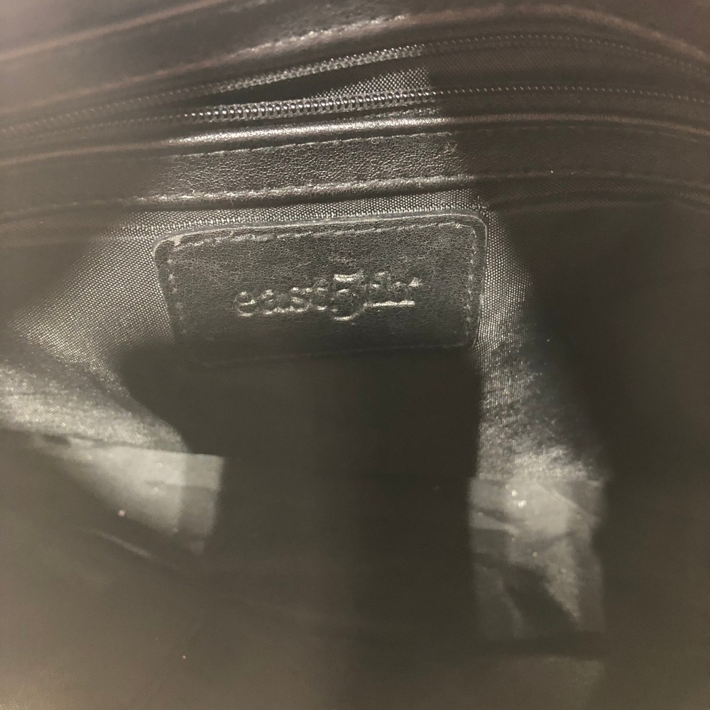 East 5th Black Leather Crossbody Bag Multi Pocket Shoulder Purse Silver Hardware - Picture 4 of 6